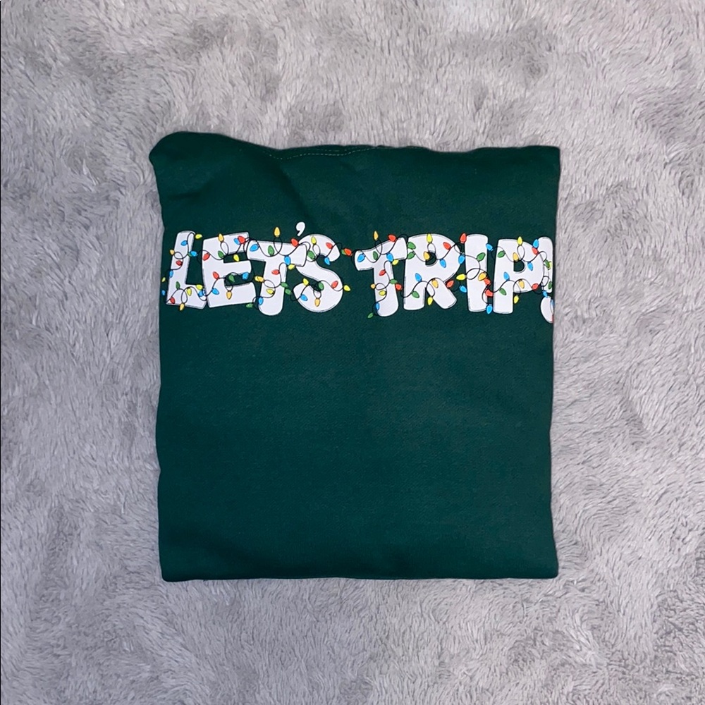 Green 'Let's Trip' Graphic Sweatshirt